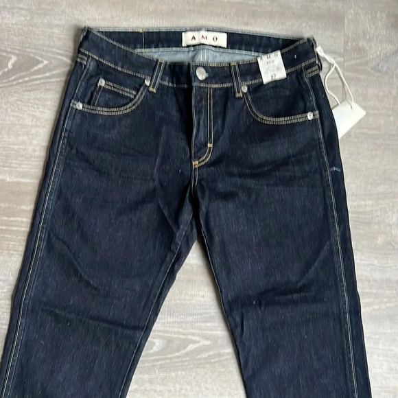 NEW Amo Womens Blue Mid Rise Bow Hem Straight Leg Ankle Jeans Size 27 - Picture 7 of 14